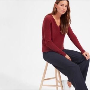 Everlane 100% Cashmere V Neck in Red